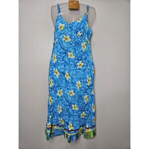 Jams World W385 Size Medium Hawaiian Sun Dress in Plumeria Ruffle Hem
